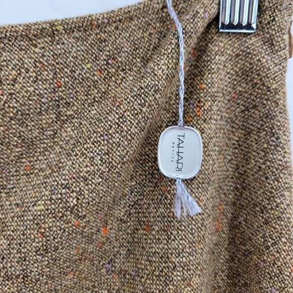 Tahari Skirt 100% Wool Tweed Aline Academia Grunge Golden Multicolor Fleck 12P - Picture 6 of 13
